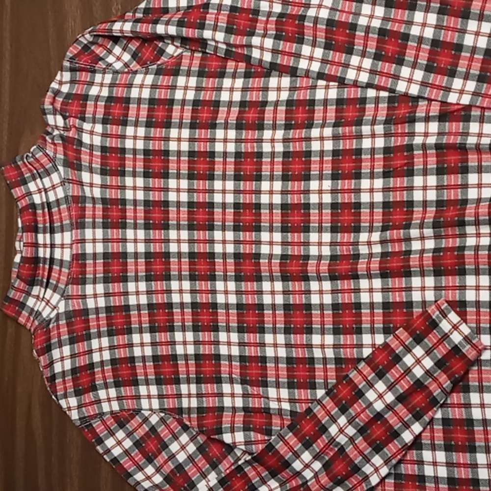 Studio Works Red Plaid Mock Neck Blouse Size XL - Picture 3 of 4